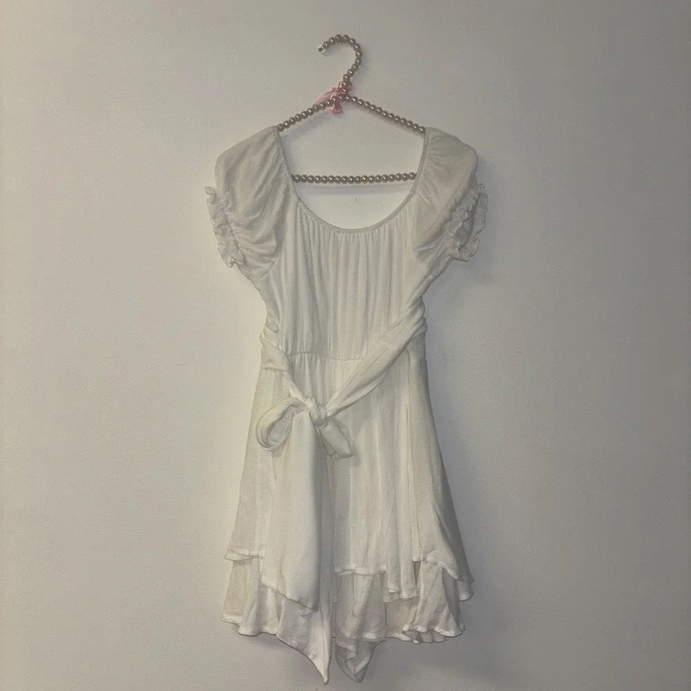 Womens White Women's Dress Sz S Cottagecore Peasant Fairycore Romper Shorts